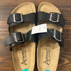 NWT, Men’s Autenti Black leather sandals. Size 41,(men’s 8)